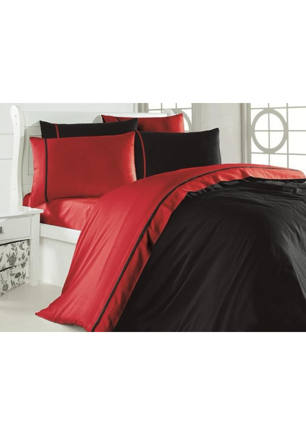 КПБ FIRST CHOICE Cotton Satin Red & Black S-396