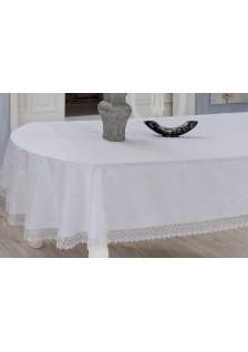 Скатерть EVDY KDK с гипюром овальная (160х220) см