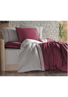 КПБ FIRST CHOICE Cotton Satin Dark Red & Beige S-386